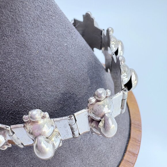 VTG Sterling Silver 925 Puffed Design Panel Link Bracelet Size 7.75" Length - Picture 4 of 11